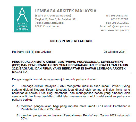 NOTIS Pemberitahuan Pembaharuan Pendaftaran 2022