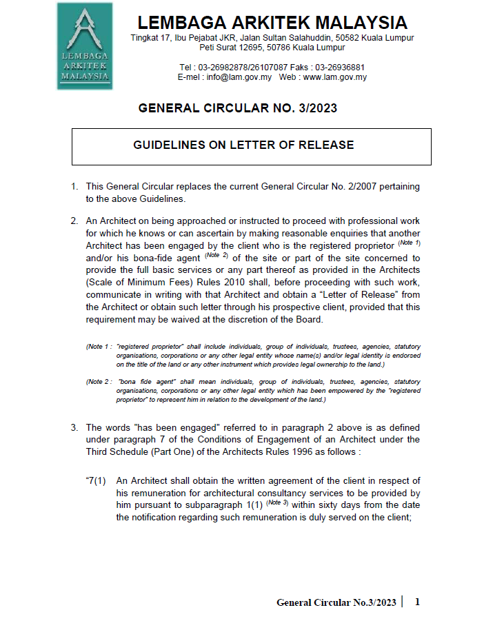 General Circular No 3-2023 (ENG) - Guidelines on Letter of Release