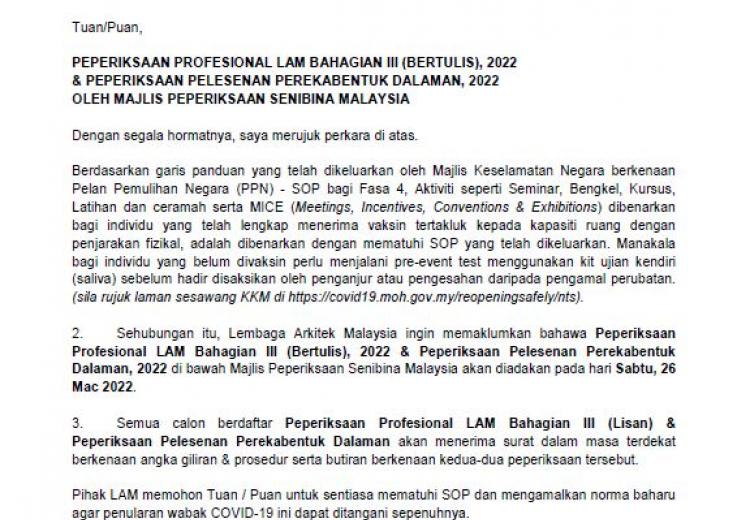 PEPERIKSAAN PROFESIONAL LAM BAHAGIAN III (BERTULIS)